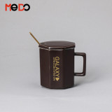 High quality creative design porcelain coffee mug and cup ceramic mug with lid and spoon 360ml