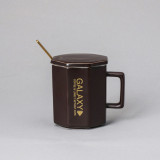 High quality creative design porcelain coffee mug and cup ceramic mug with lid and spoon 360ml