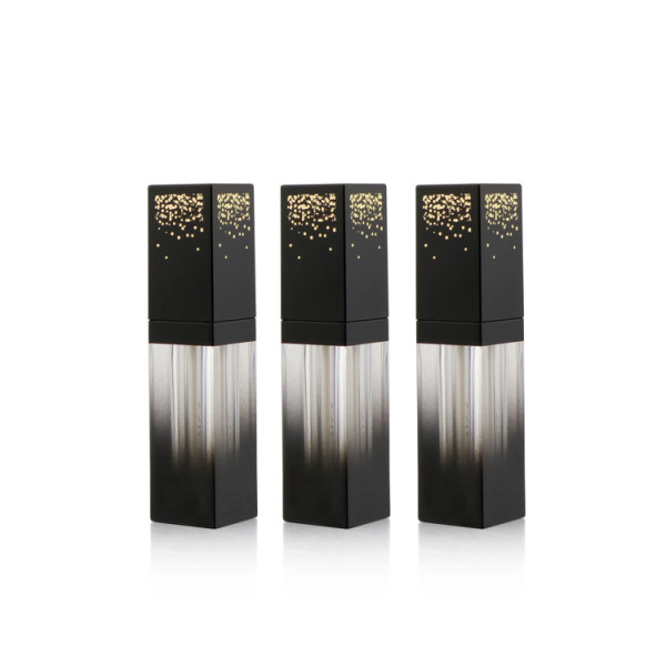 Custom 4ml 5ml 6ml 7ml mini transparent square slim lip gloss container wand tube empty lipgloss tube with brush