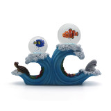 Resin blue ocean reef features double water snow ball