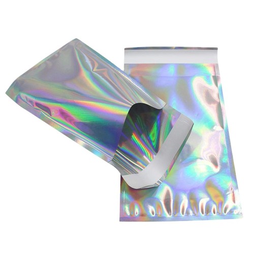 Eco-friendly Colorful Glossy Adhesive Aluminium Mailing Envelopes Bags Rainbow Metallic Bag Holographic Foil Poly Mailers