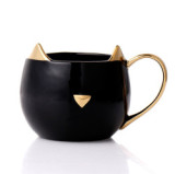 Cute cat mug design coffee cup with lid and spoon 301-400ml