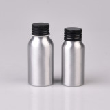 round 250ml bottle aluminum cosmetic 100ml aluminium bottle with black screw cap