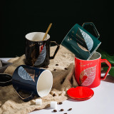 New design golden leaf porcelain gift coffee mug set color glazed custom personalized gift mug set
