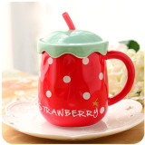 Creative fruit design cute cup with straw spoon and lid, kids gift milk cup 470ml