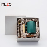 New design marble surface ceramic mug custom cup with lid and spoon gift cup with spoons