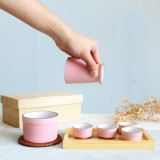 Custom Logo Wooden Gift Box Wine Glass Bottle Ceramic Tea Cups Sets Porcelain Japanese Sake Set