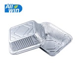 Silver Microwavable Partition Aluminum Foil Rectangular Takeout Container