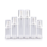 Wholesale 5ml 8ml 12ml 15ml clear empty skincare cosmetic lotion airless vacuum sample spray serum pump packaging bottle