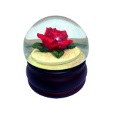 wholesale resin material flower rose water globe with snow