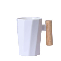11 oz Custom Logo Wooden Handle Ceramic Mug with spoon ceramic mug with print