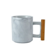 301-400ml promotion ceramic mug wooden handle mug marble coffee mugs