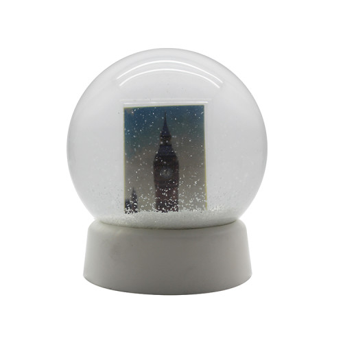 Cheap plastic photo insert snow ball
