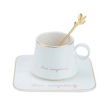 180ml Nordic style High quality gold rimmed ceramic coffee mug sets with tray and spoon