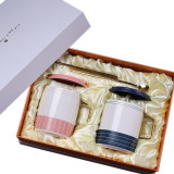 Factory Promotional Ceramic coffee mug with handle,gold spoon
