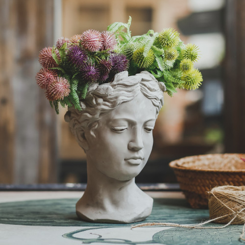 Silicone Mold Planter Human Face  Girl Concrete Cement Flower Pot  Handmade Vase Crafts Garden Figurine Decoration