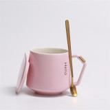 New wholesale ceramic cups and mugs gift box pack porcelain coffee tea cup with lid and spoon and saucer
