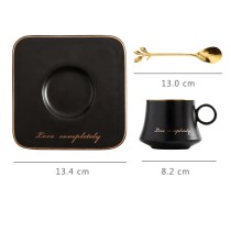 180ml Nordic style High quality gold rimmed ceramic coffee mug sets with tray and spoon