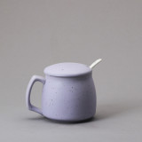 Eco friendly ceramic kids cup milk mug with spoon and lid 360ml