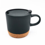 Cheap promotional gift coffee cork base ceramic mugs with lid