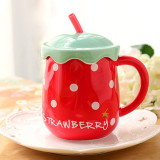 Creative fruit design cute cup with straw spoon and lid, kids gift milk cup 470ml