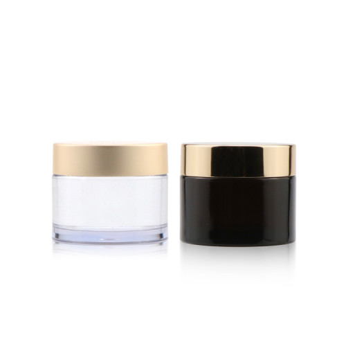 Custom logo 1/2 1 oz empty small lotion cream container transparent facial plastic jars for cosmetics with silver cap