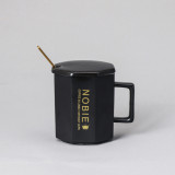 High quality creative design porcelain coffee mug and cup ceramic mug with lid and spoon 360ml