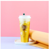 Custom Print Biodegradable Disposable Plastic Clear PLA Cold Drinking Cups with Flat Lids