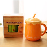 Creative fruit design cute cup with straw spoon and lid, kids gift milk cup 470ml