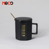 High quality creative design porcelain coffee mug and cup ceramic mug with lid and spoon 360ml