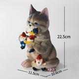 The evil cat garden dwarf statue the best decoration for a home or office  animal resin fountain garden figurine
