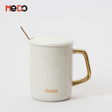 Hot selling porcelain cup ceramic coffee cup and mug with spoon and lid 380ml