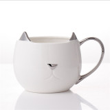 Cute cat mug design coffee cup with lid and spoon 301-400ml