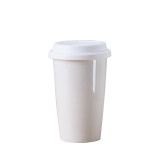 white and black 320 ml double wall porcelain coffee mug cup coffee with silicone lid