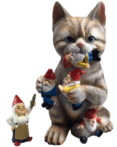 The evil cat garden dwarf statue the best decoration for a home or office  animal resin fountain garden figurine