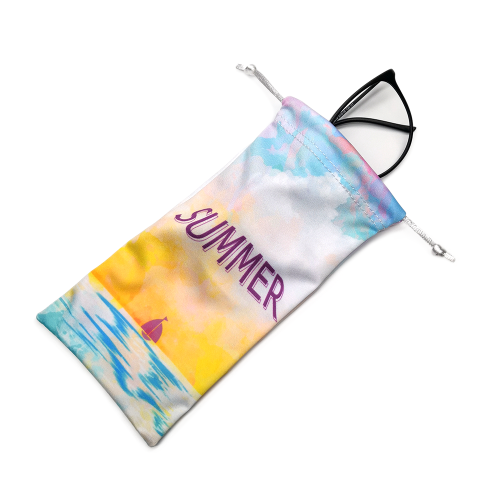 Custom Logo Printed Microfiber Drawstring Glasses bag pouch