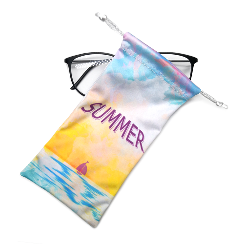 Custom Logo Printed Microfiber Drawstring Glasses bag pouch