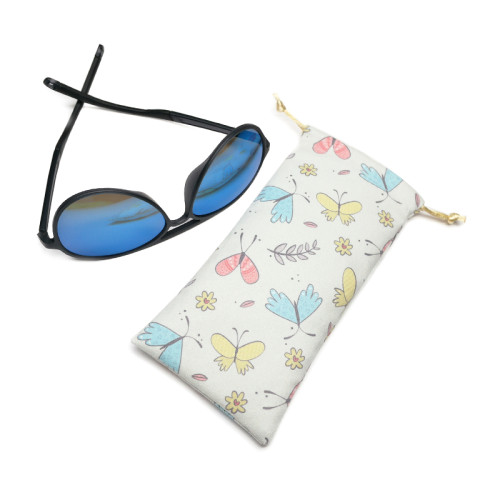 Custom heat transfer printing velvet suede sunglasses bag pouch