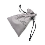 Custom logo printed double velvet Luxury Jewelry pouch drawstring bag