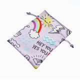 Custom colorful drawstring satin jewelry pouch gift bag with logo