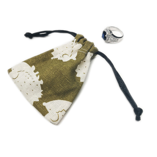 Hot Sale Printed Small Cotton Muslin Rings Pouch Bag