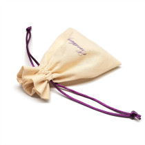 Custom Logo Printed Dust Proof Cotton Fabric Jewelry Drawstring Bag