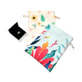 Custom printed logo velvet soft jewelry drawstring bag gift pouch
