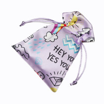 Custom colorful drawstring satin jewelry pouch gift bag with logo