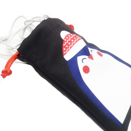 Custom logo printed jewelry suede gift bag pouch with drawstring