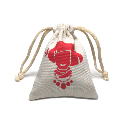 Custom Screen Printed Logo Canvas Drawstring Jewelry Pouch Bag