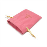 Customized  Quality Velvet Jewelry Drawstring Pouch Bag Pink Suede Small Gift bag