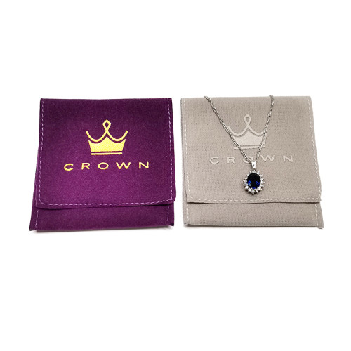 Custom Gold Stamped Logo Velvet Envelope Jewelry Pouch Bag with Flap