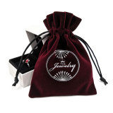 Custom printed velvet bag pouch for jewellery gift with drawstring