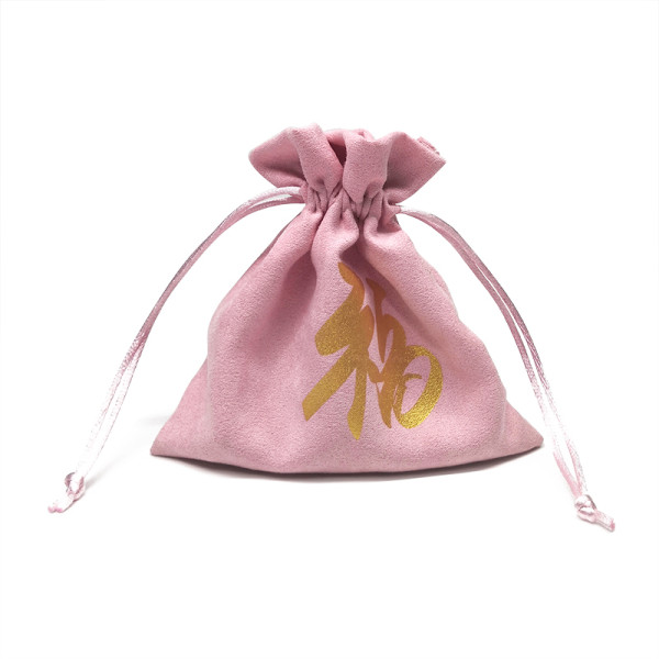Customized  Velvet Jewelry Drawstring Pouch Bag Pink Suede Small Gift bag